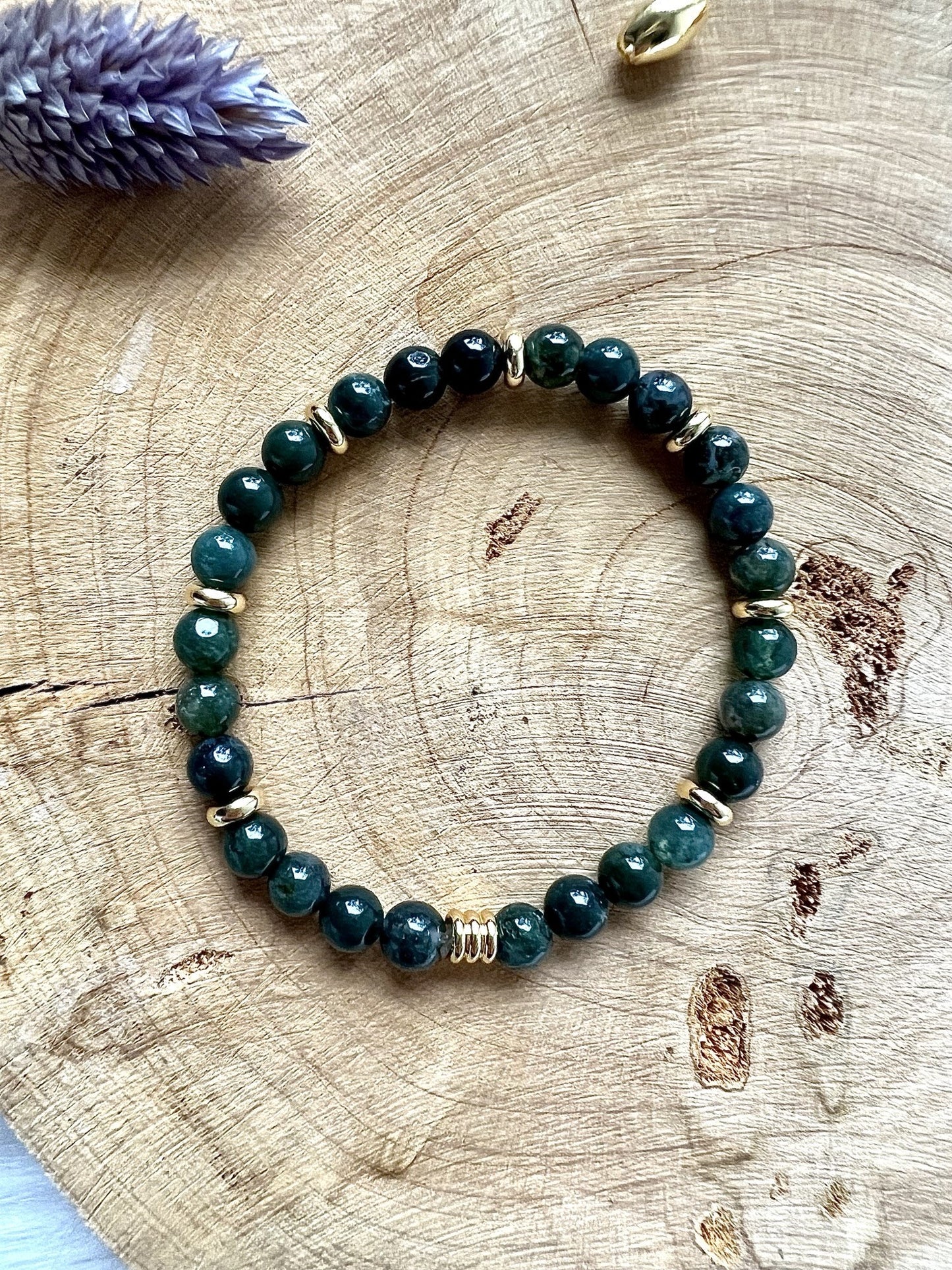 Bracelet en pierre d'Agate Mousse déco 6mm