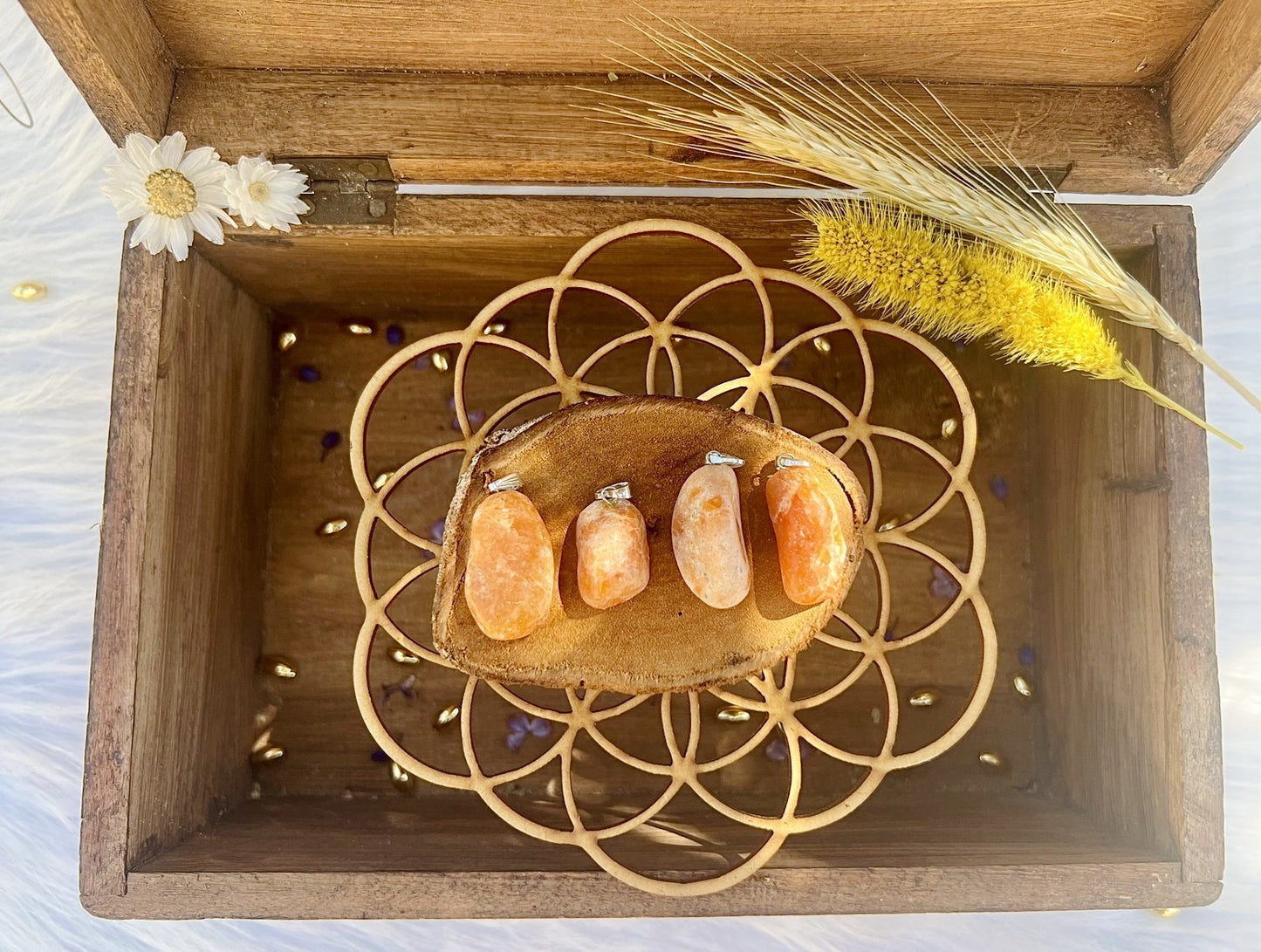 Pendentif en pierre de Calcite Orange