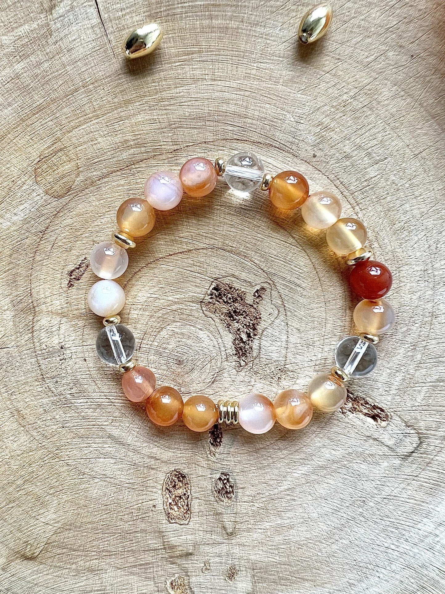 Bracelet en pierre de Cornaline 8 mm déco