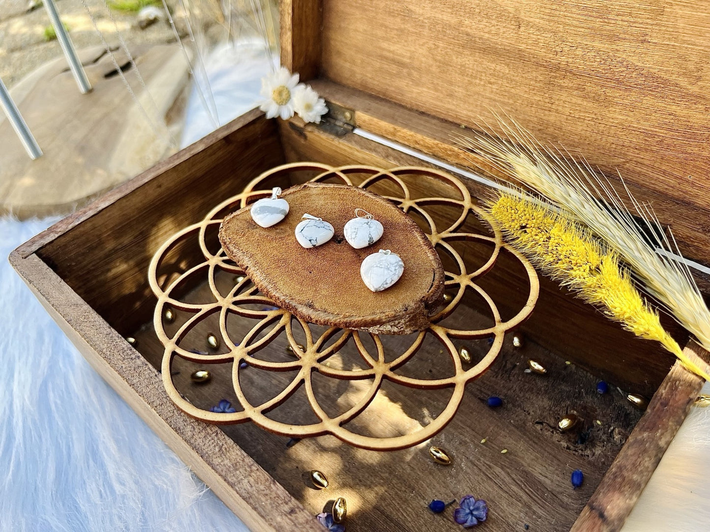 Pendentif en pierre d'Howlite