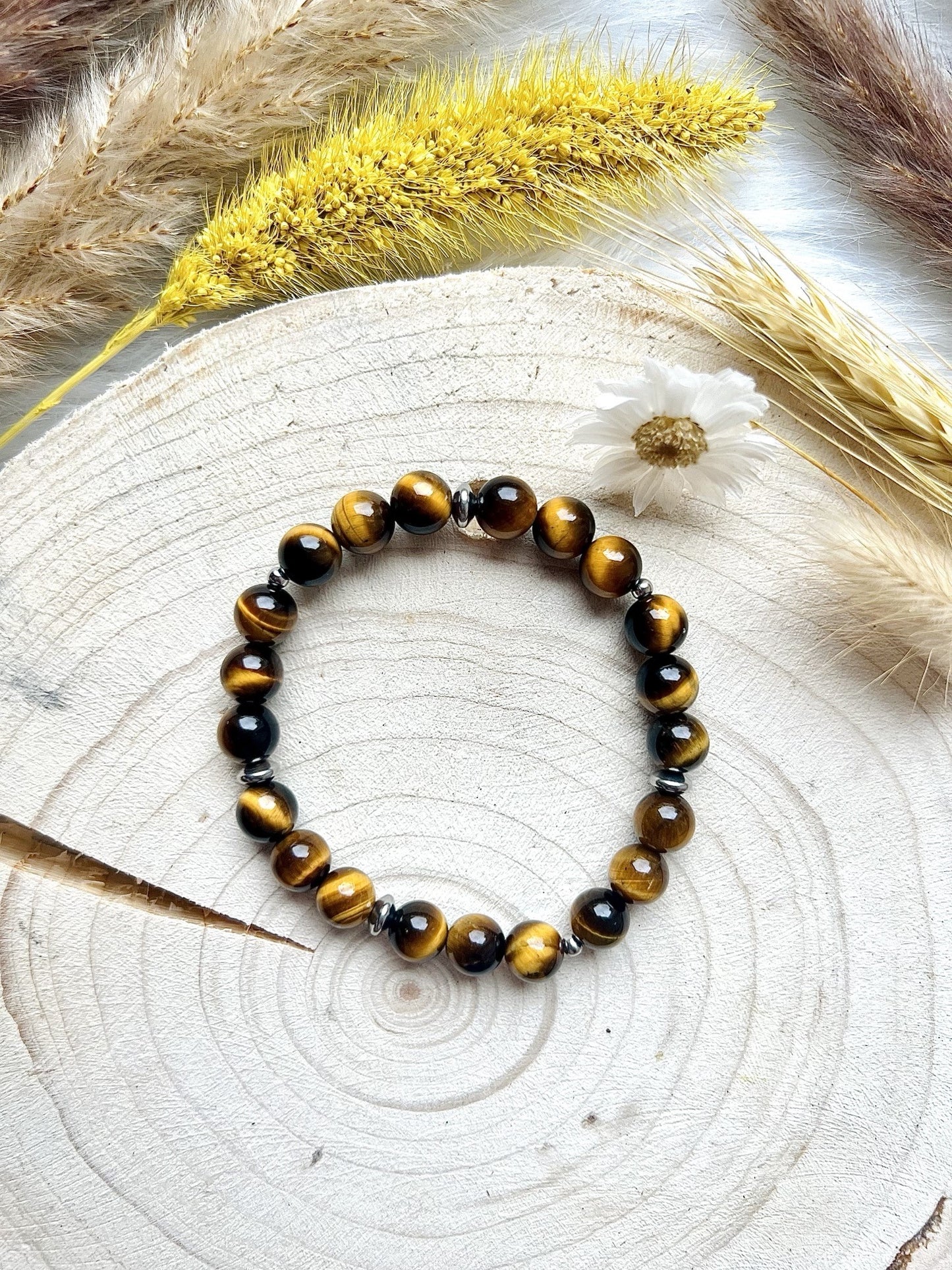 Pierre d'Œil De Tigre avec déco (8mm)