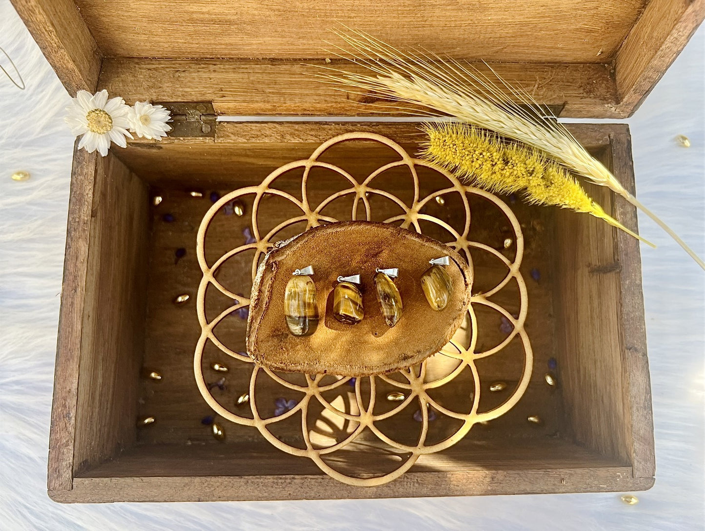 Pendentif en pierre d'Œil De Tigre