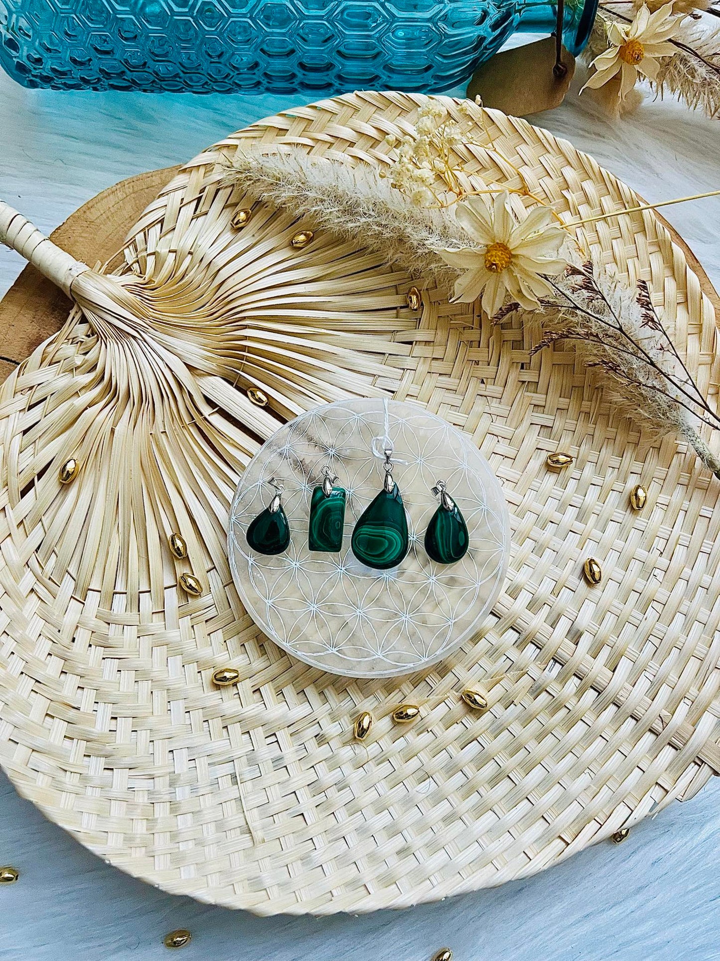 Pendentif en pierre de Malachite