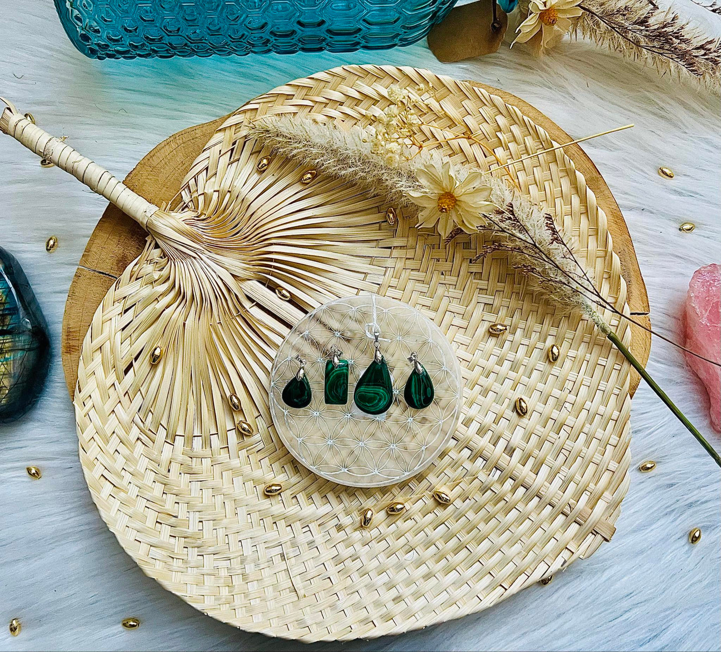 Pendentif en pierre de Malachite
