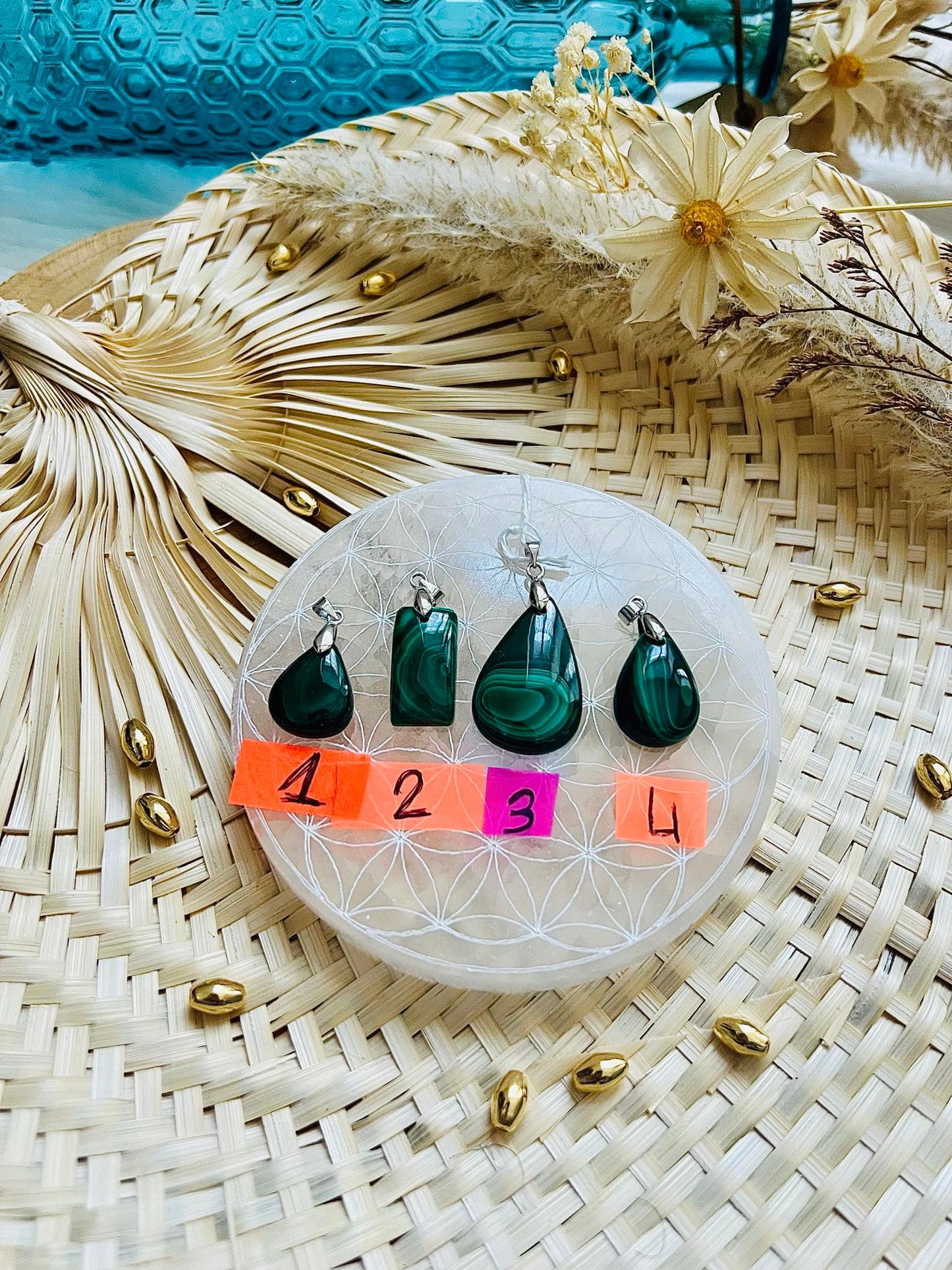 Pendentif en pierre de Malachite