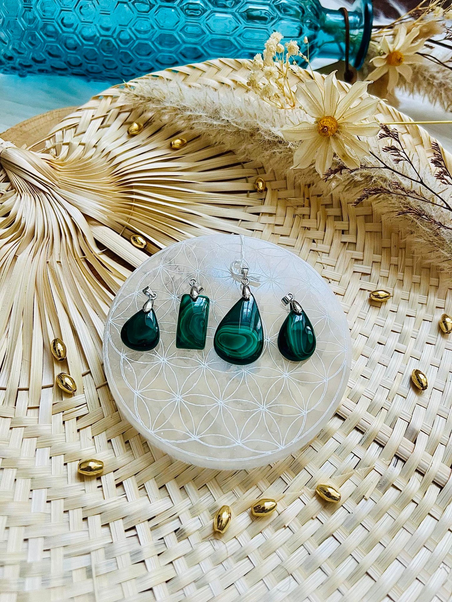 Pendentif en pierre de Malachite