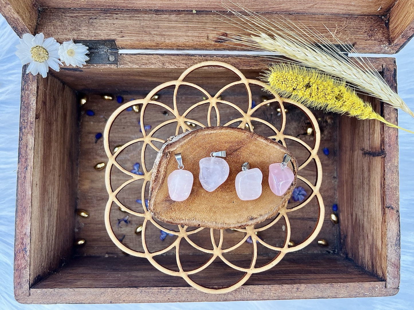 Pendentif en pierre de Quartz-Rose