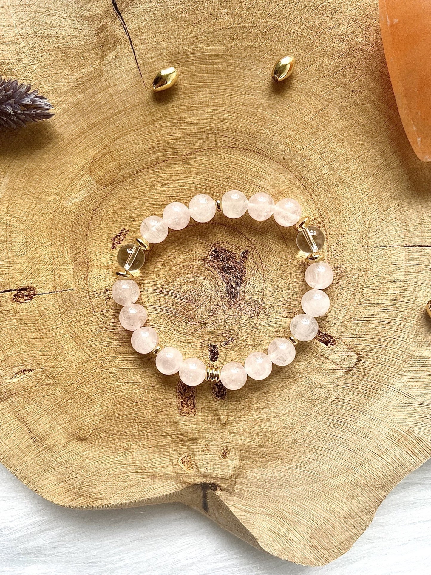 Bracelet en pierre de Quartz-Rose déco (8mm)