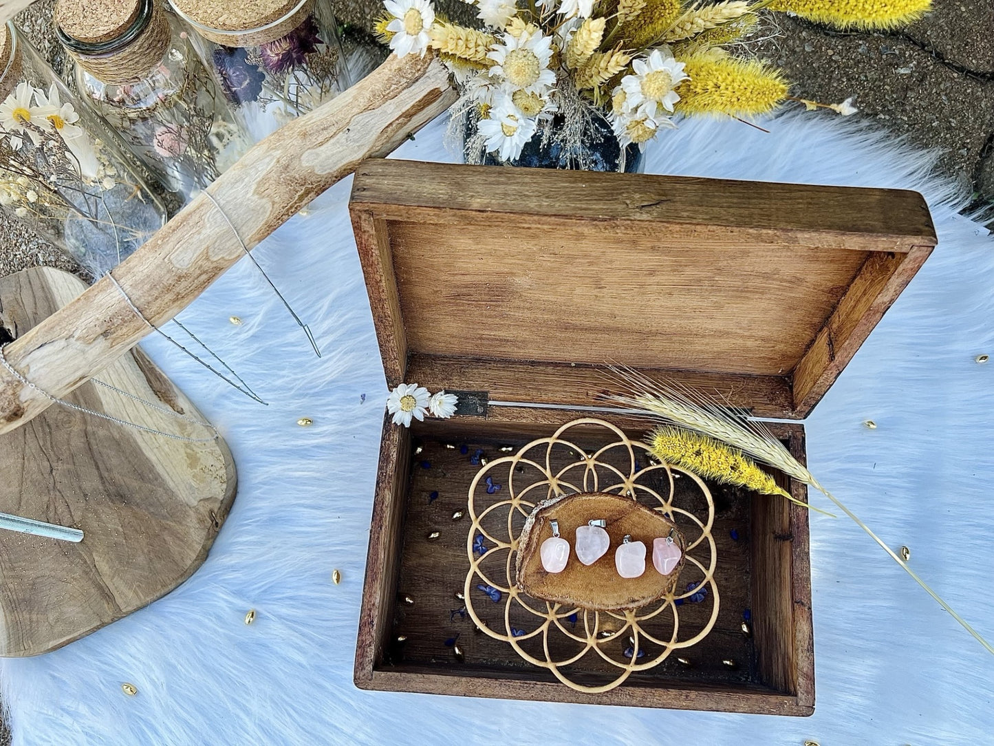 Pendentif en pierre de Quartz-Rose