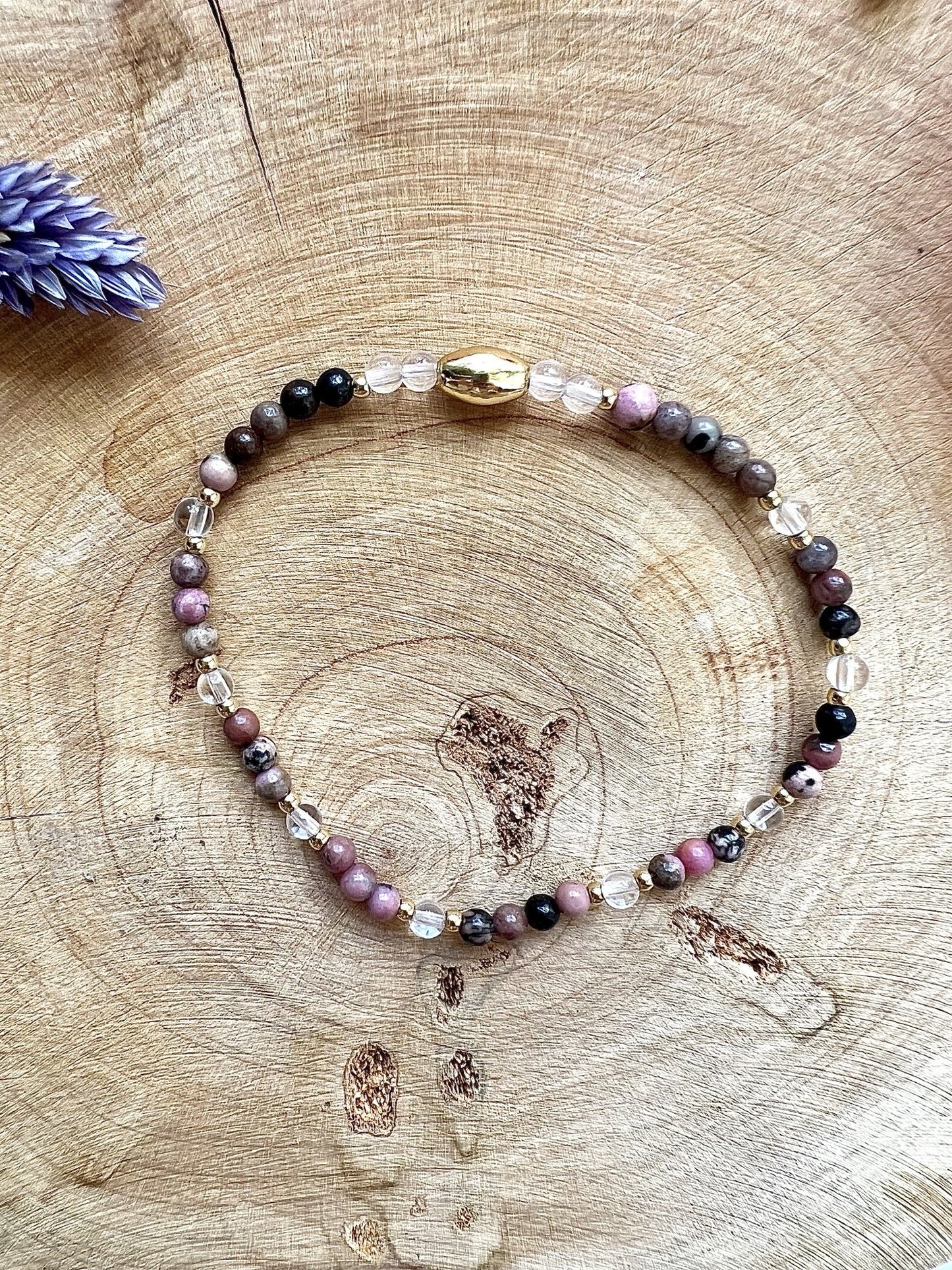 Chaine de Cheville en pierre de Rhodonite (4mm)