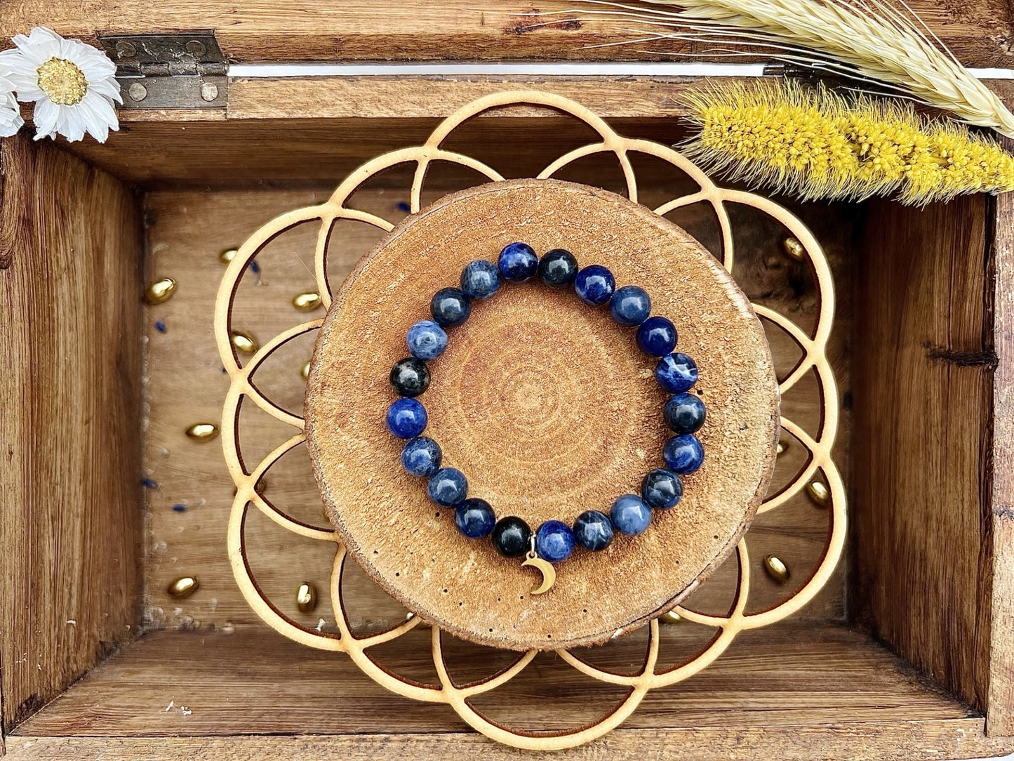 Bracelet en pierre de Sodalite avec breloque (8mm)