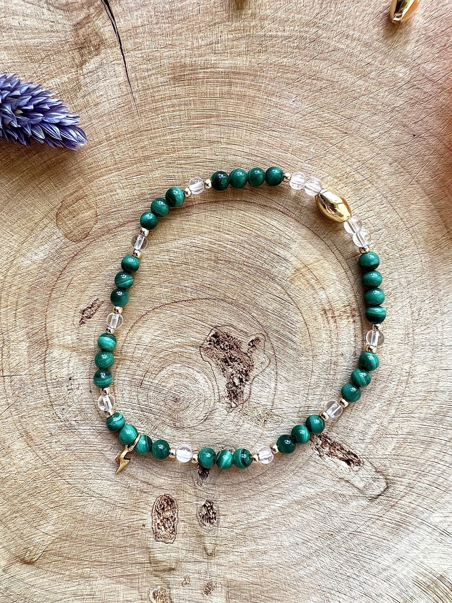 Chaine de Cheville en pierre de Malachite (4mm)