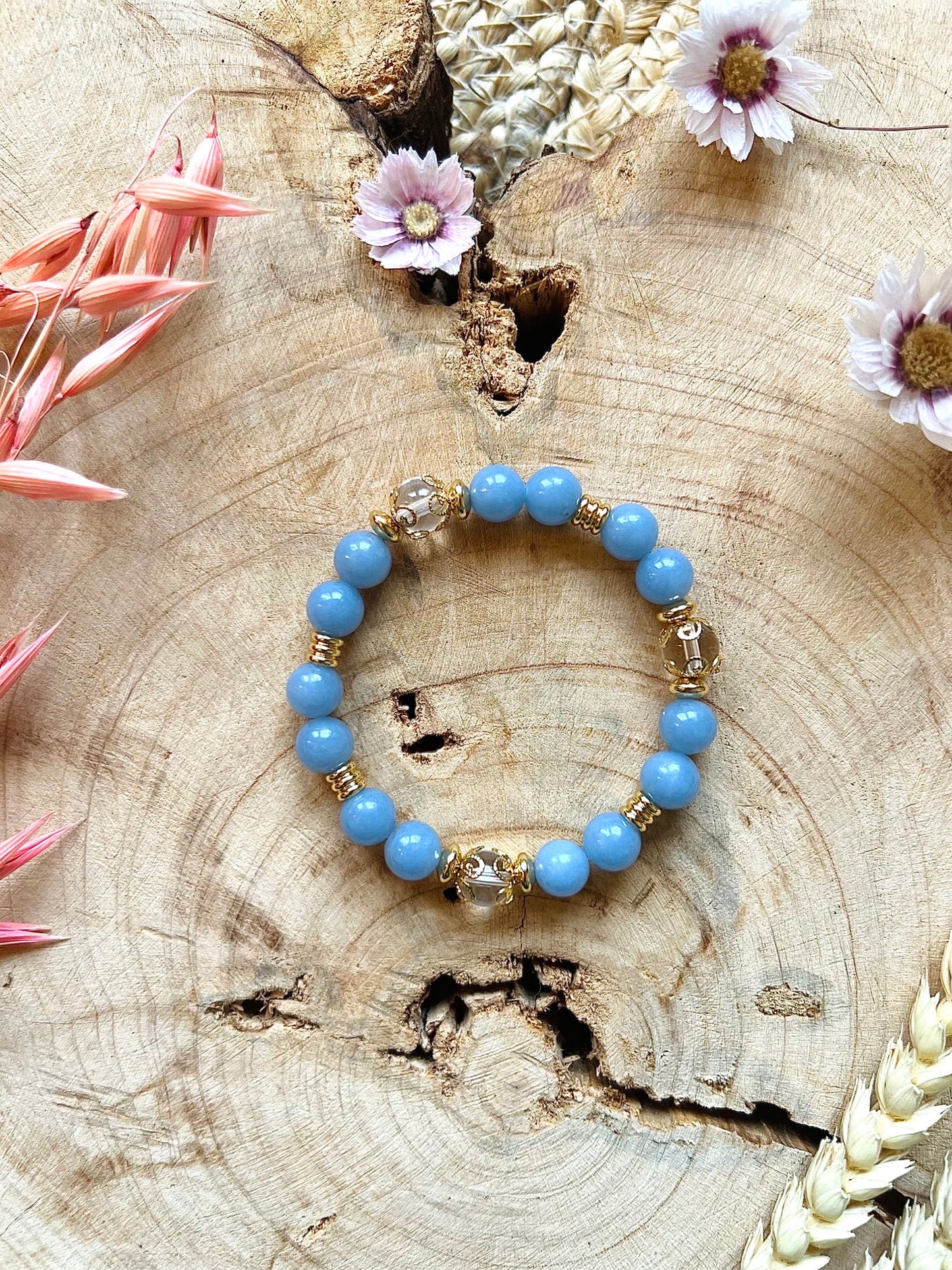 Bracelet en pierre d'Angélite (8mm)