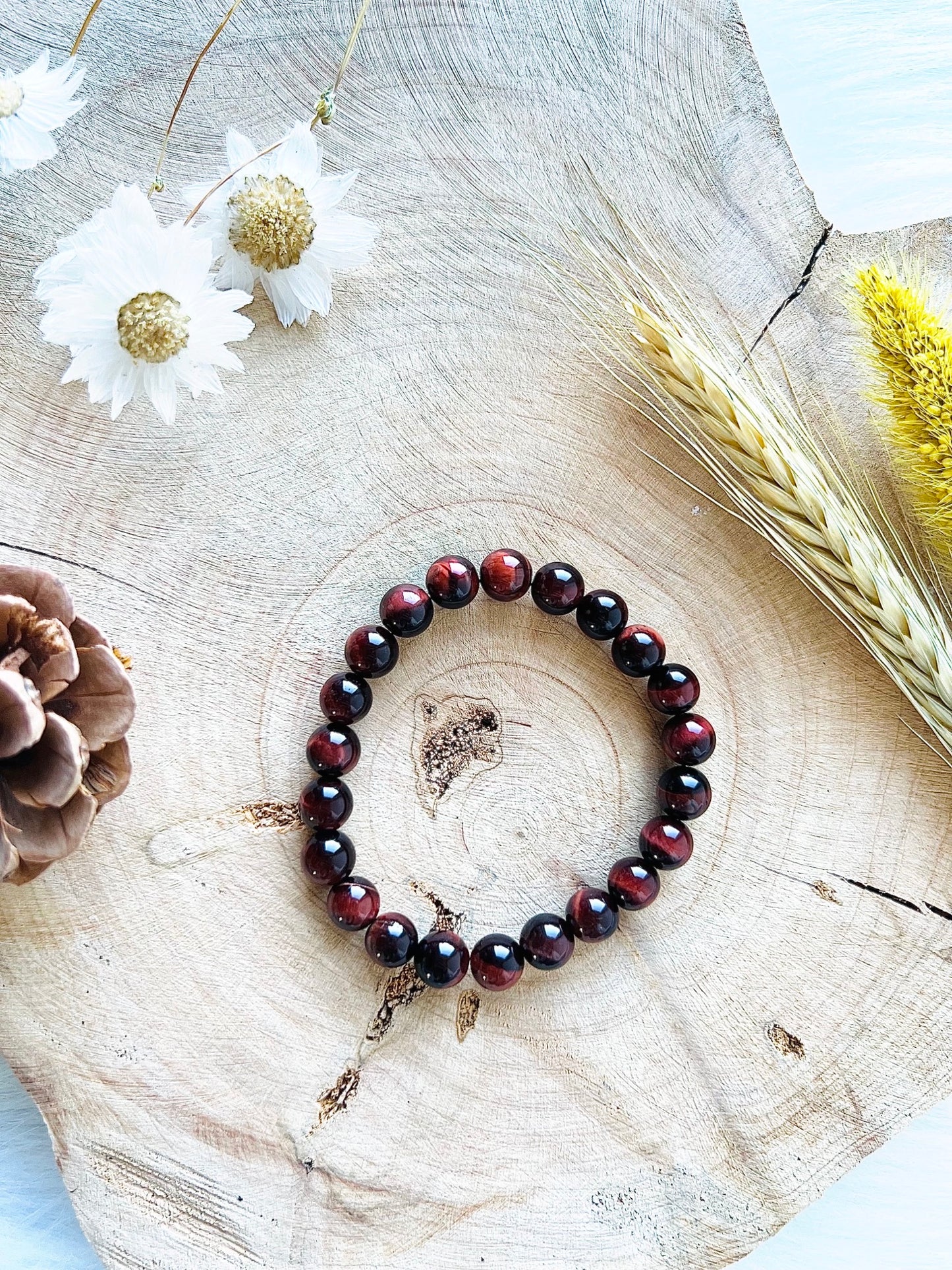 Bracelet en pierre d'Œil de Taureau (8mm)