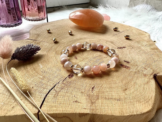 Bracelet en pierre d'Agate Fleur déco 8mm