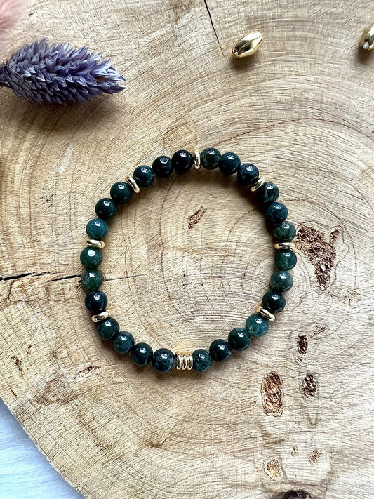 Bracelet en pierre d'Agate Mousse déco 6mm