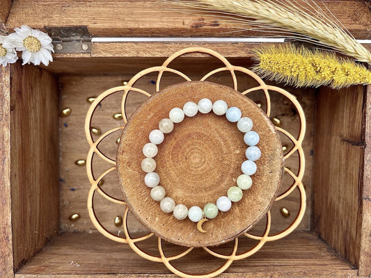 Bracelet en pierre d'Aigue-Marine avec Breloque (8mm)