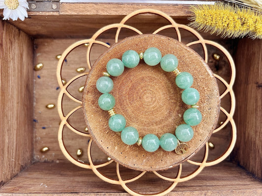 Bracelet en pierre d'Aventurine avec déco (12mm)