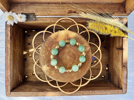 Bracelet en pierre d'Aventurine avec déco (12mm)