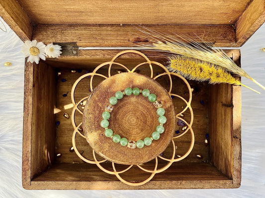 Bracelet en pierre d'Aventurine avec déco (8mm)
