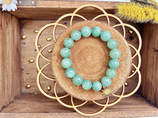 Bracelet en pierre d'Aventurine avec breloque (12mm)