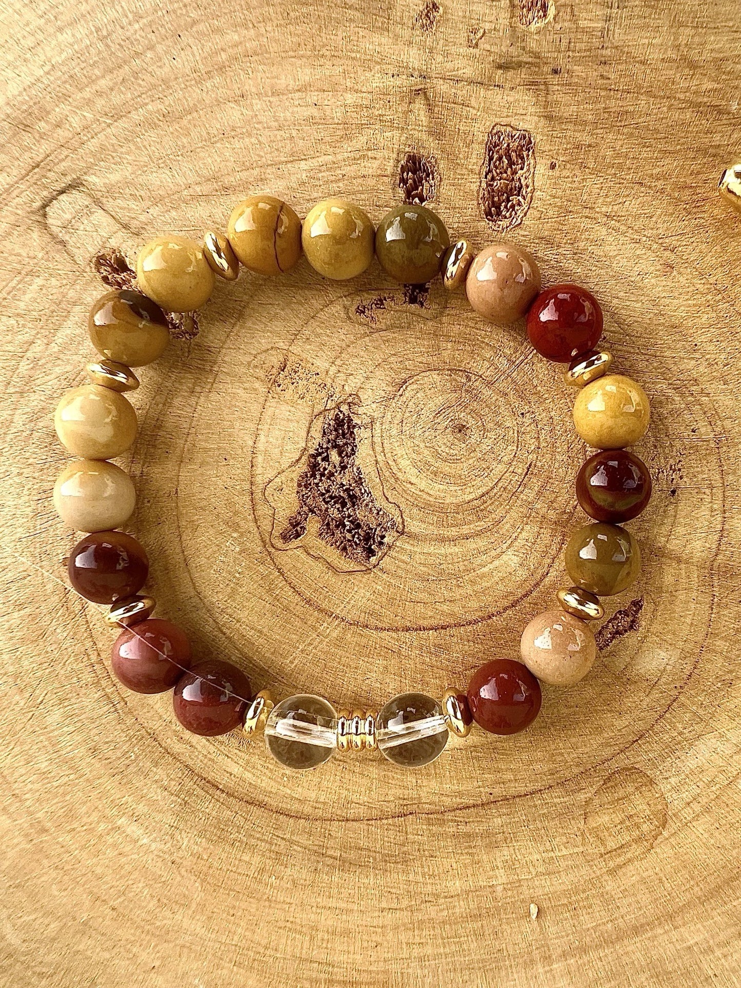 Bracelet en pierre de Jaspe Mookaïte déco (8mm)