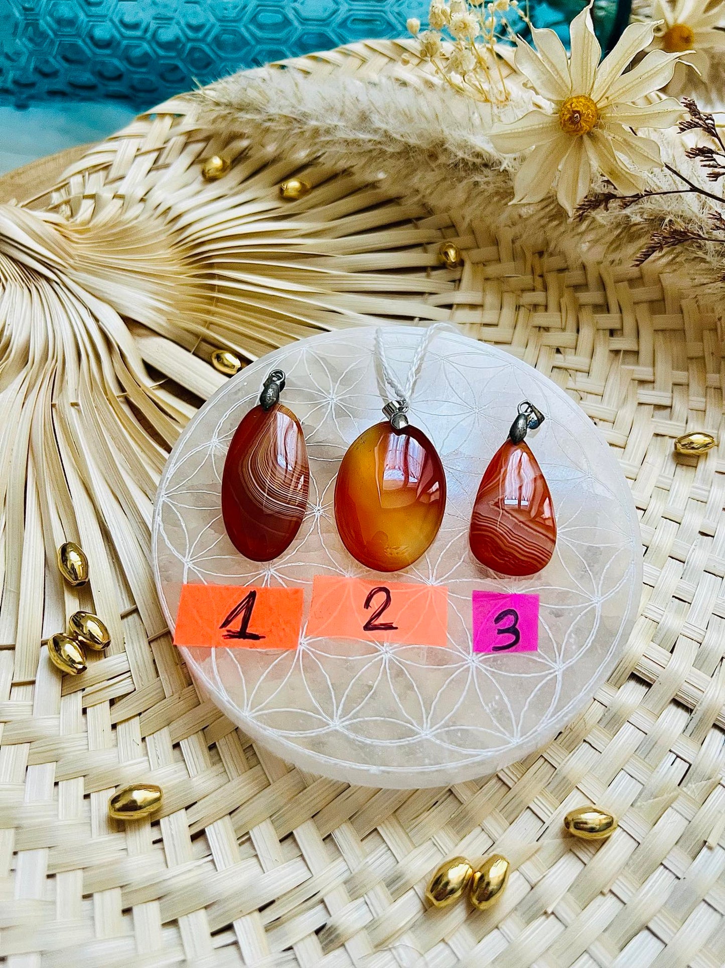 Pendentif en pierre de Cornaline