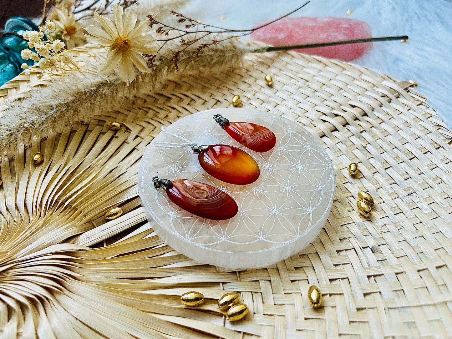 Pendentif en pierre de Cornaline
