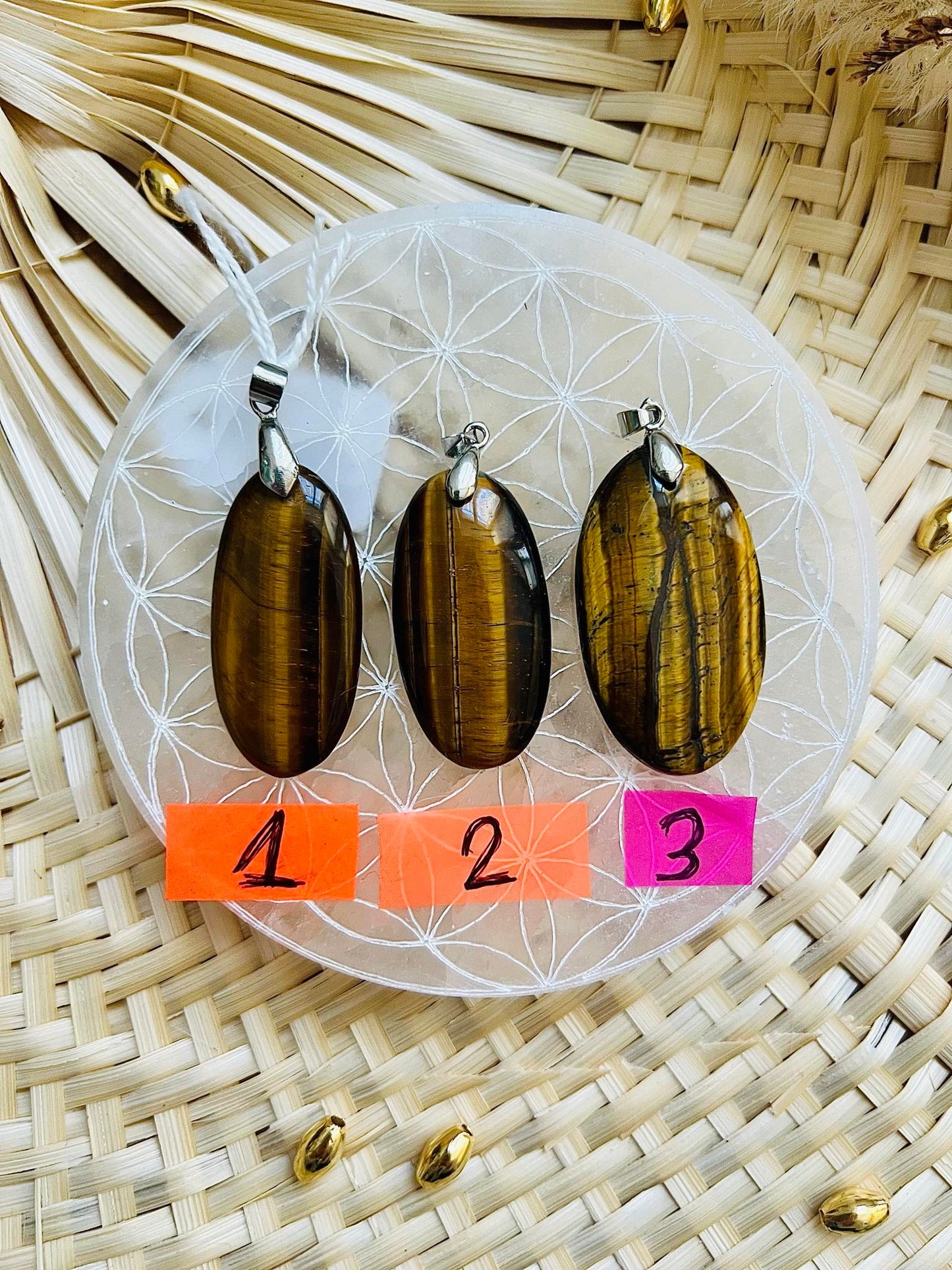 Pendentif en pierre d'Œil De Tigre