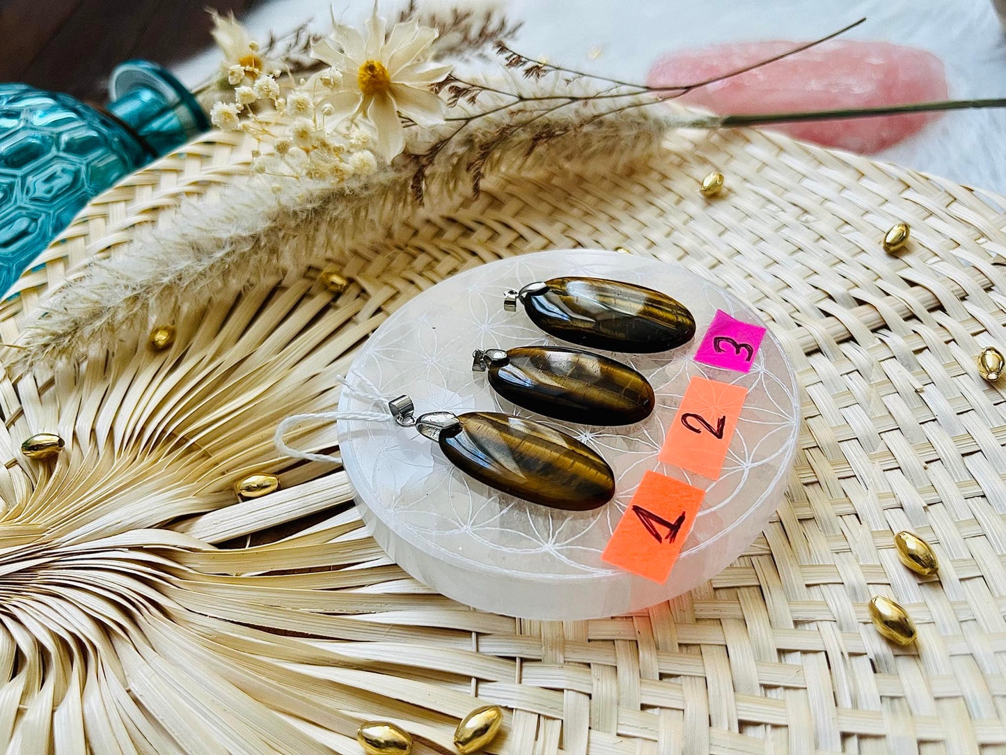 Pendentif en pierre d'Œil De Tigre