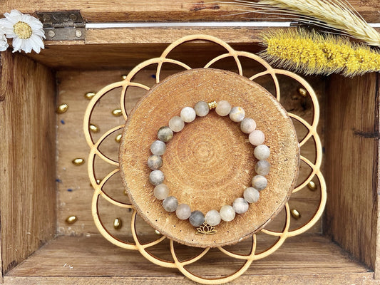 Bracelet en pierre de Lune Mat avec Breloque (8mm)