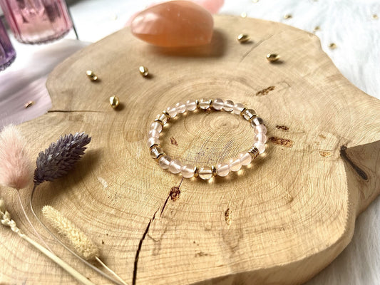 Bracelet en pierre de Quartz-Rose déco (6mm)