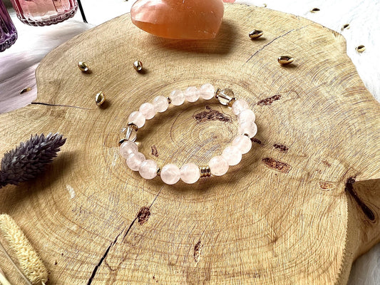 Bracelet en pierre de Quartz-Rose déco (8mm)
