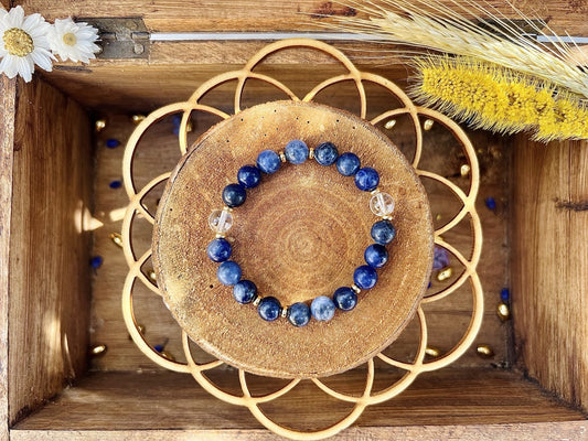 Bracelet en pierre de Sodalite avec déco (8mm)