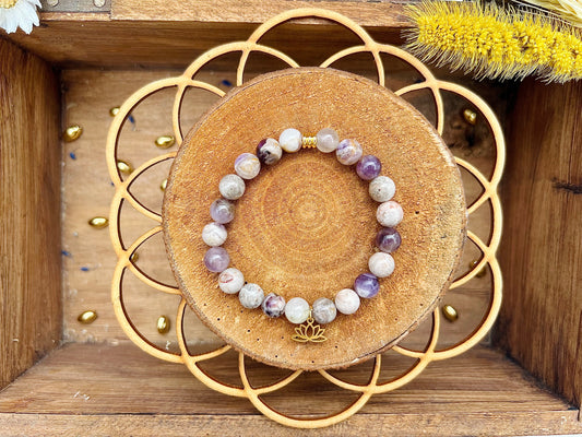 Bracelet en pierre d'Améthyste Chevron breloque (8mm)