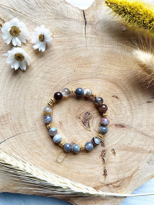 Bracelet en pierre d'Agate Bostwana déco (8mm)
