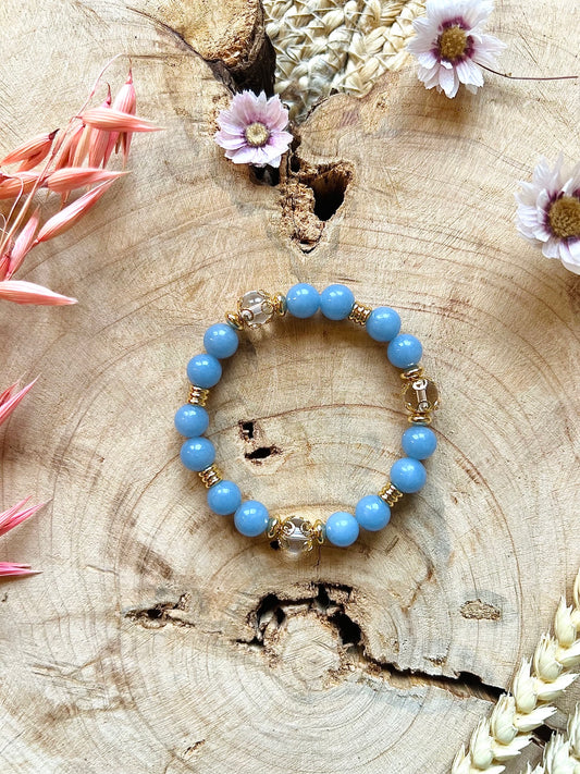 Bracelet en pierre d'Angélite (8mm)