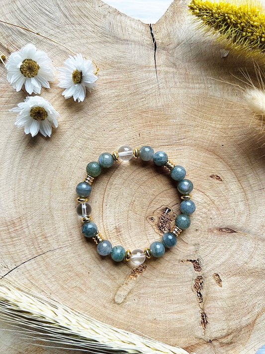 Bracelet en pierre de Labradorite avec déco (8mm)