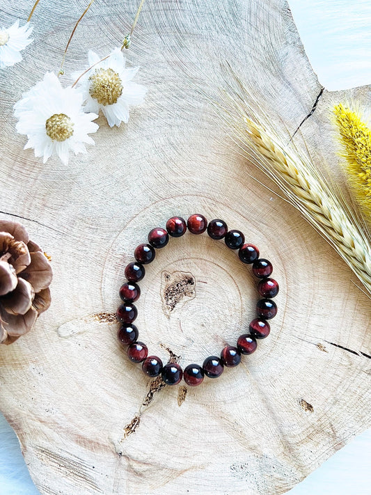 Bracelet en pierre d'Œil de Taureau (8mm)