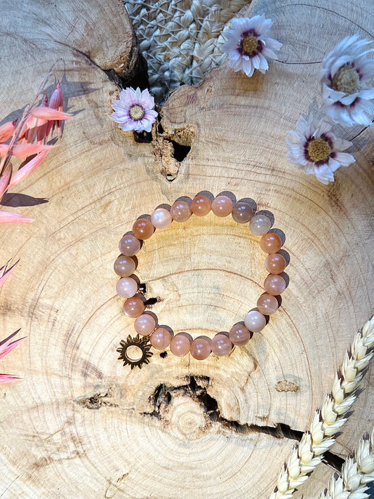 Bracelet en pierre de Soleil avec breloque  (8mm)